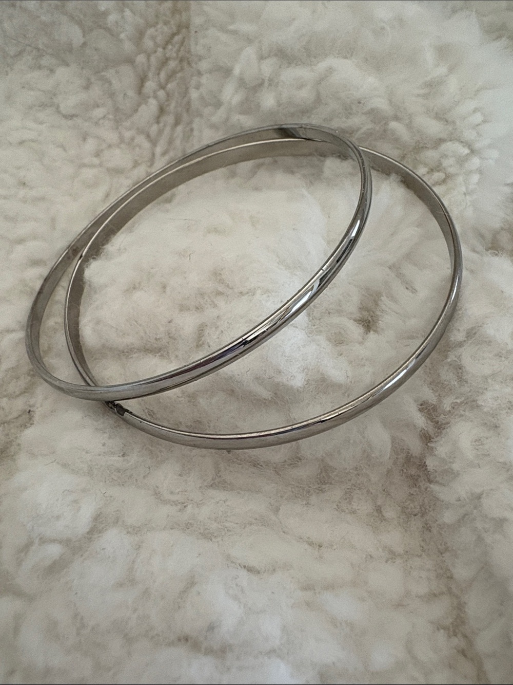 Silver Tone Women’s Hoop Bangle Bracelets - Set of 2